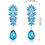 Thumbnail: Blue Coloured Stone Set and Crystal Drop Earrings New Wedding Party Glam