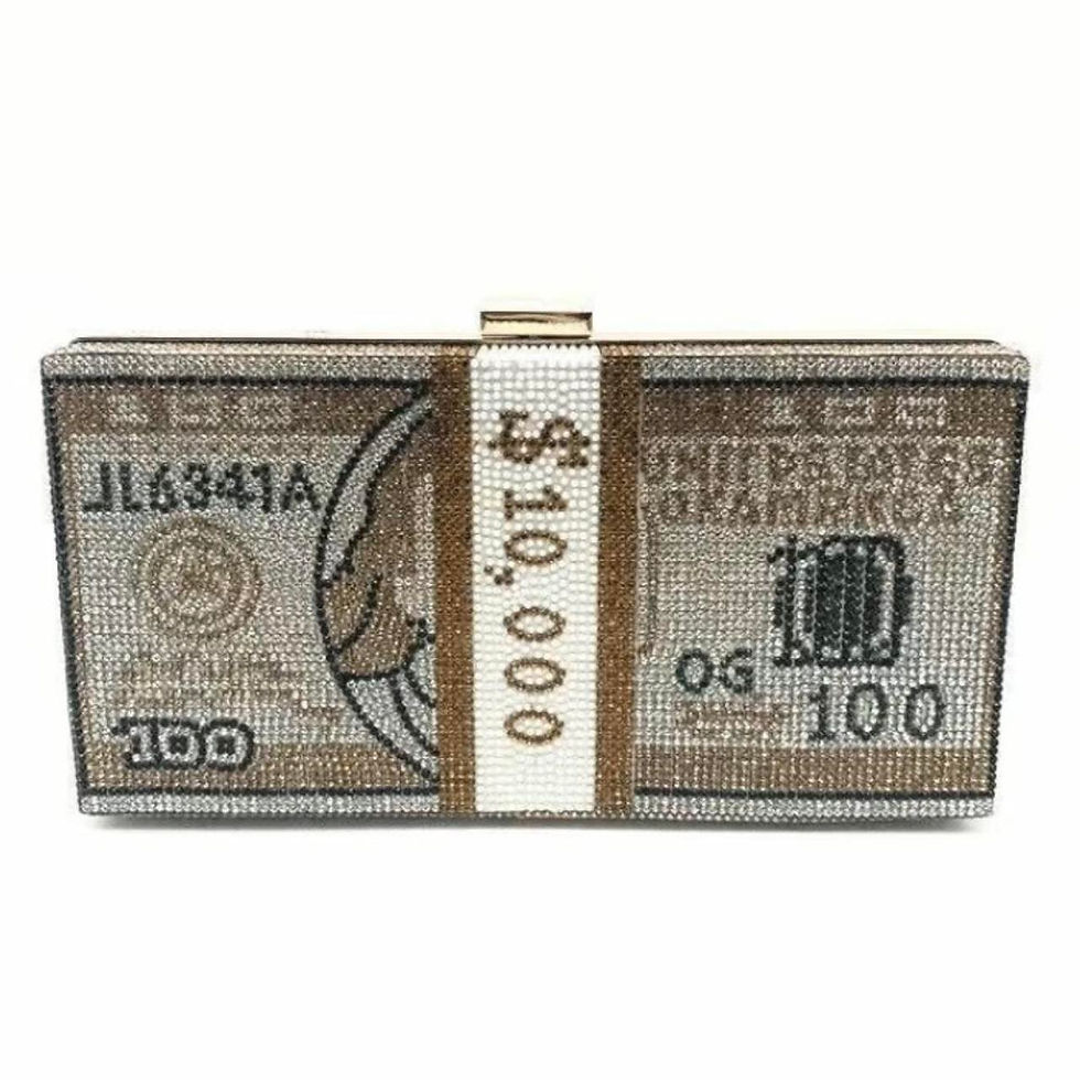 Stylish Rhinestone Decor USA Dollar Square Clutch Bag Lightweight Evening Bag