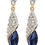 Thumbnail: Vintage Blue or Green Long Drop Dangle Teardrop Crystal Earrings  