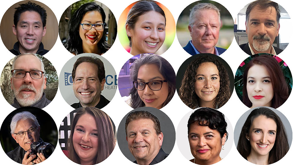 Some of Culture OC's contributors. From left, TOP ROW: Richard Chang, Ivy Dai, Kristina M. Garcia, Paul Hodgins, Peter Lefevre; MIDDLE ROW: Timothy Mangan, Eric Marchese, Anne Marie Panoringan, Jessica Peralta, Cynthia Rebolledo; BOTTOM ROW: Paul Rodriguez, Ashley Ryan, Christopher Trela, Anne Valdespino and Kaitlin Wright. Photo collage by Heide Janssen, Culture OC