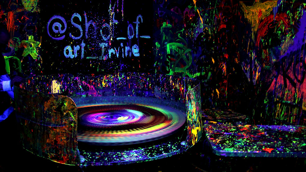 The spinning tables put color into motion during Shot of Art’s most popular class, Shooting & Spinning. Photo by Ashley Ryan, Culture OC