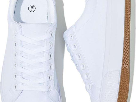 Rominz Women's White Canvas Sneakers Black Casual Non Slip Shoes Lightweight Comfortable Walking Shoes for Women