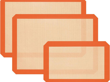 Silicone Baking Mat, Baking Sheets Non Stick, Silicone Mats for Baking, 3 Pcs Baking Supplies for Cookies, Bread & Pastry, Heat-Resistant & Reusable, Orange