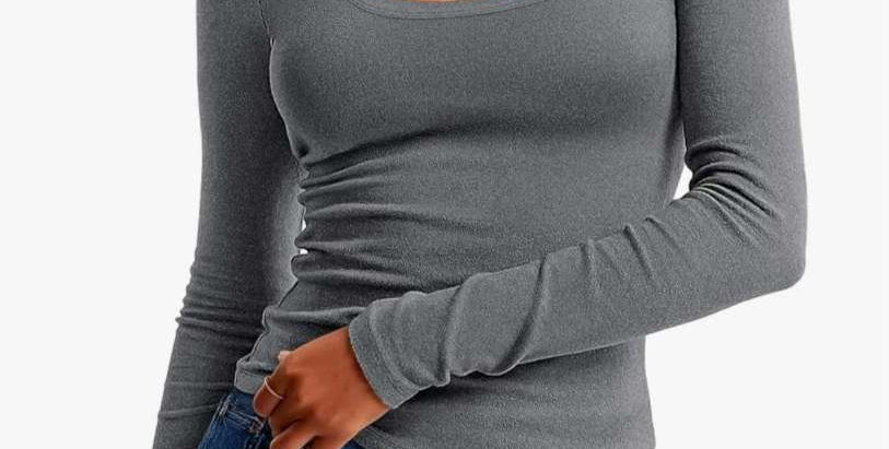 ANRABESS Women Long Sleeve Thermal Top Scoop Neck Slim Fit Fleece Shirts Basic Tee Casual 2025 Fall Winter Warm Undershirts