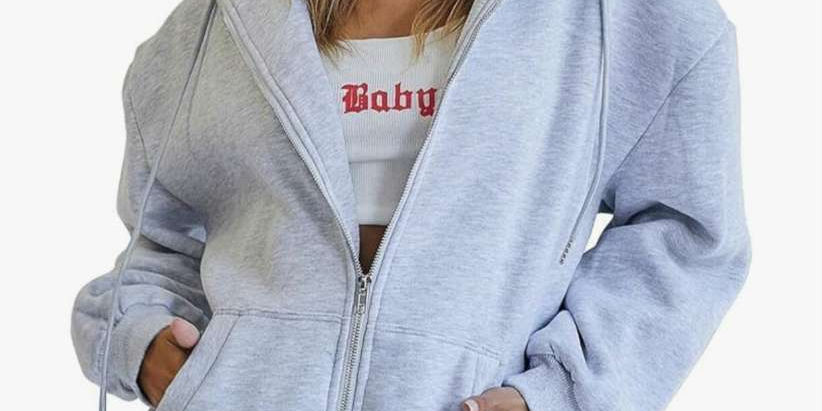 EFAN Women's Drawstring Zip Up Cute Hoodies Fall Jacket Oversized Casual Sweatshirts with Pocket