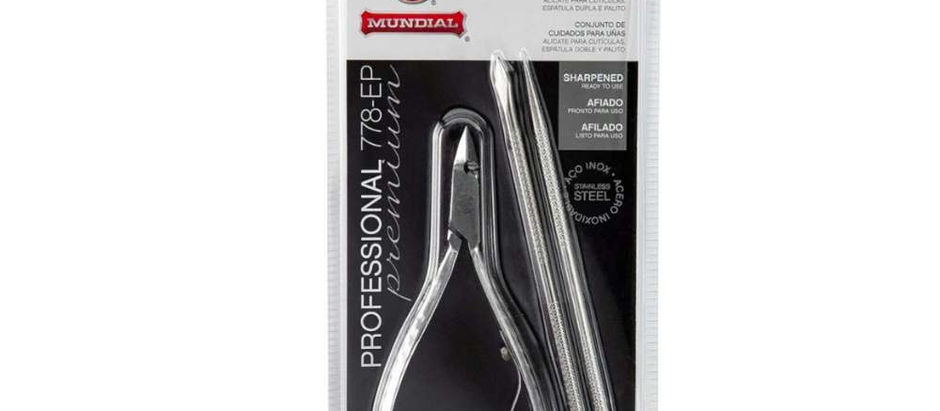 Mundial Nail Care 3 Piece Set - Professional Stainless Steel Cuticle Nippers with Double Nail Spatula and Pusher, Manicure, and Pedicure Trimmer Kit
Amazon's Choice