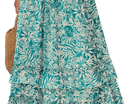 ANRABESS Maxi Skirts for Women Summer Boho Tiered Flowy Elastic High Waist Beach Long Skirt Casual Spring Vacation Outfits