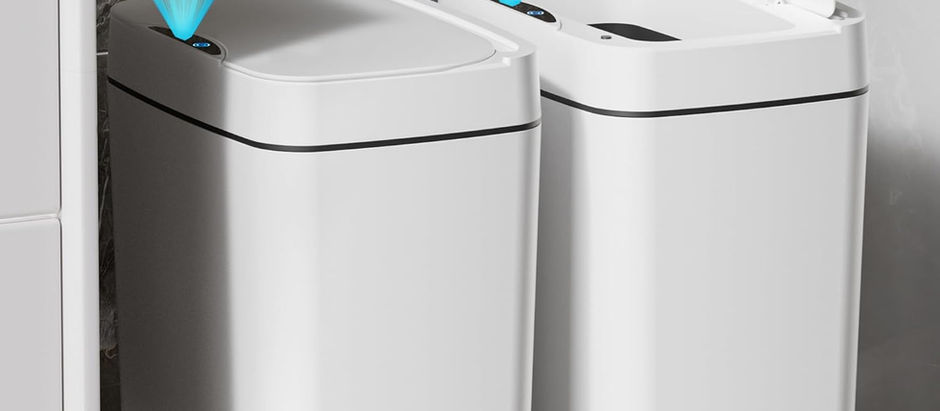 2 Pack 2.7 Gal Bathroom Trash Can with Lid, Automatic Trash Can Small Smart Garbage Can Touchless, Slim Motion Sensor Waterproof Plastic Trash Bins for Bedroom Office Kitchen Toilet