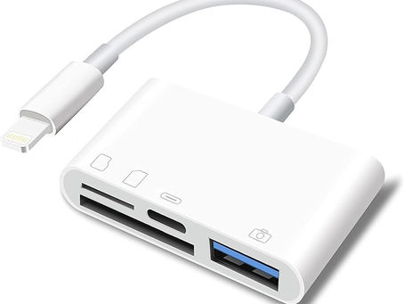 SD Card Reader for iPhone Lightning to 4 in 1 USB Camera Adapter Compatible Female OTG Micro SD TF Memory Card Reader for iPad with Charging Port