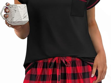 Ekouaer Pajama Set for Women 2 Piece Loungewear Short Sleeve Tops and Shorts Set Soft Sleepwear with Pockets