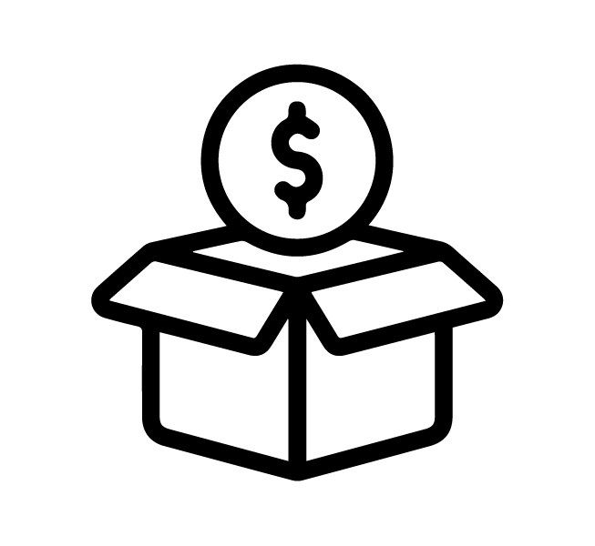 Illustration of a coin being placed into a box