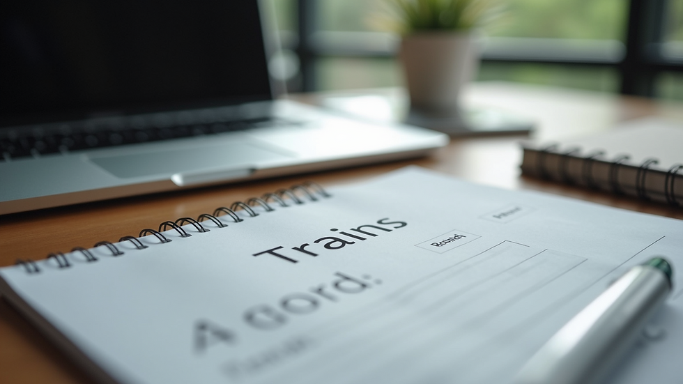 Close-up view of a training manual and laptop on a desk