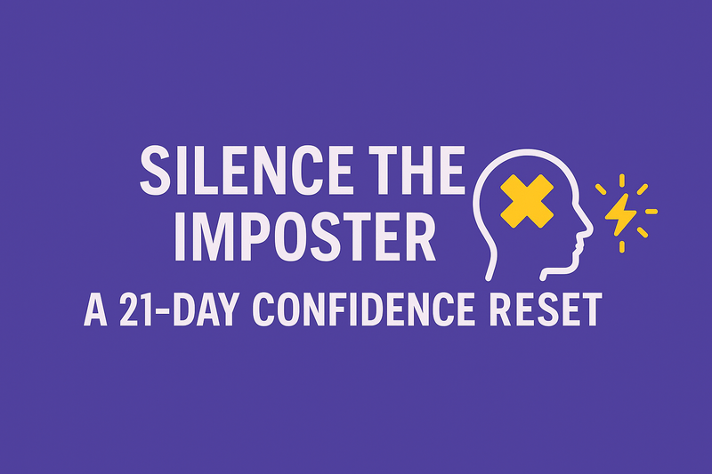 Head silhouette with lightning bolt representing a confidence reset and breaking the doubt loop.