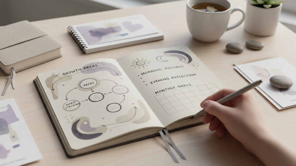 Close-up view of a notebook with a written personal development plan