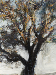 "Noyer, soleil couchant, échelle" 130 x 97 cm