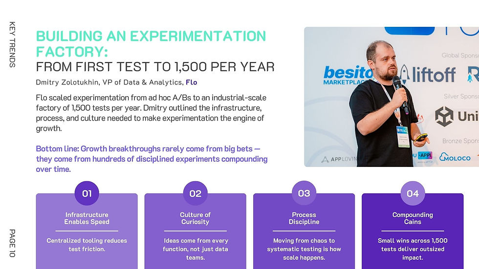 Dmitry details how Flo built an “experimentation factory” that delivers 1,500 tests a year. Download the report here for the full breakdown.