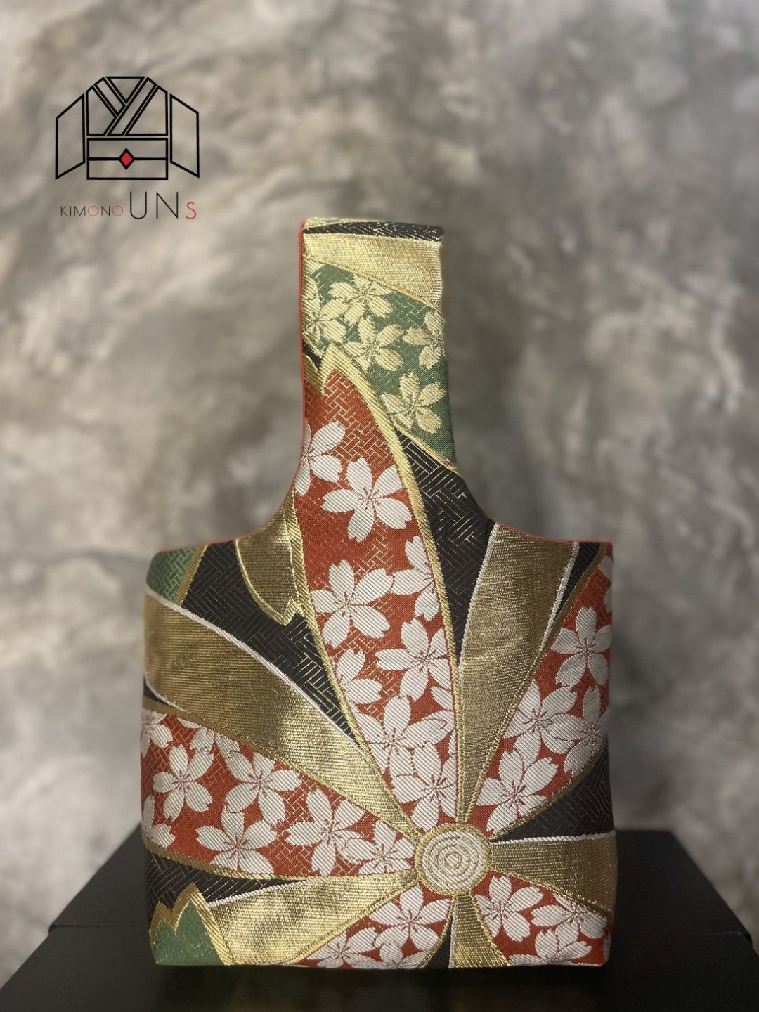 Kimono One Handle Bag – Radiant Sakura Fan (Antique Gold & Vermilion)/ H-022