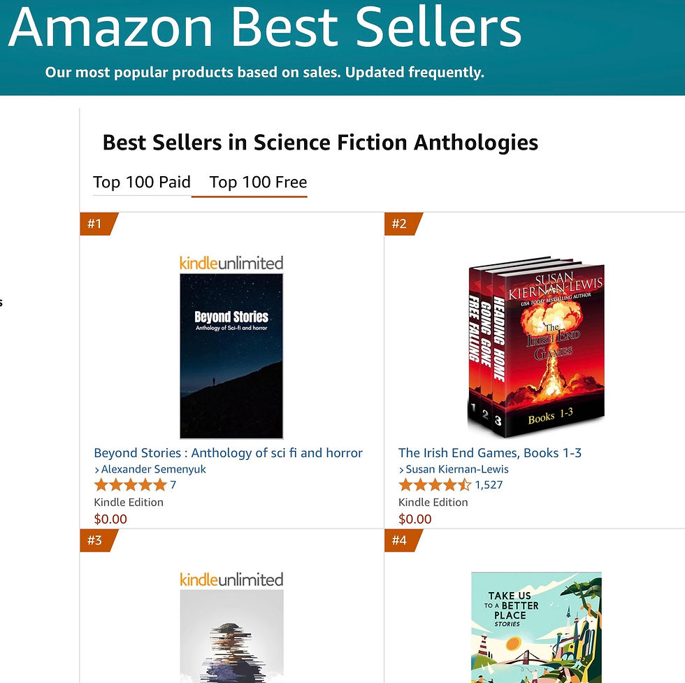 Screenshot, amazon, best sellers, kindle unlimited, kindle, ebook, beyond stories, anthology, sci-fi, horror