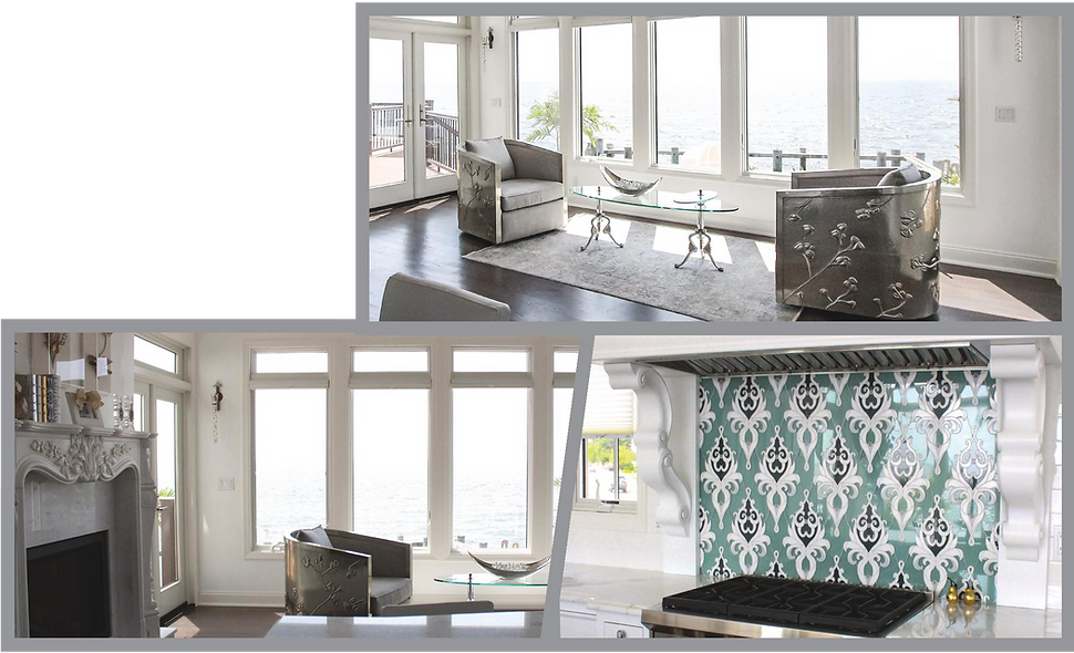 kitchen award layout featuring the view from the kitchen island and oven