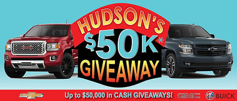 a graphic of a Hudson Giveaway logo showing images of two vehicles