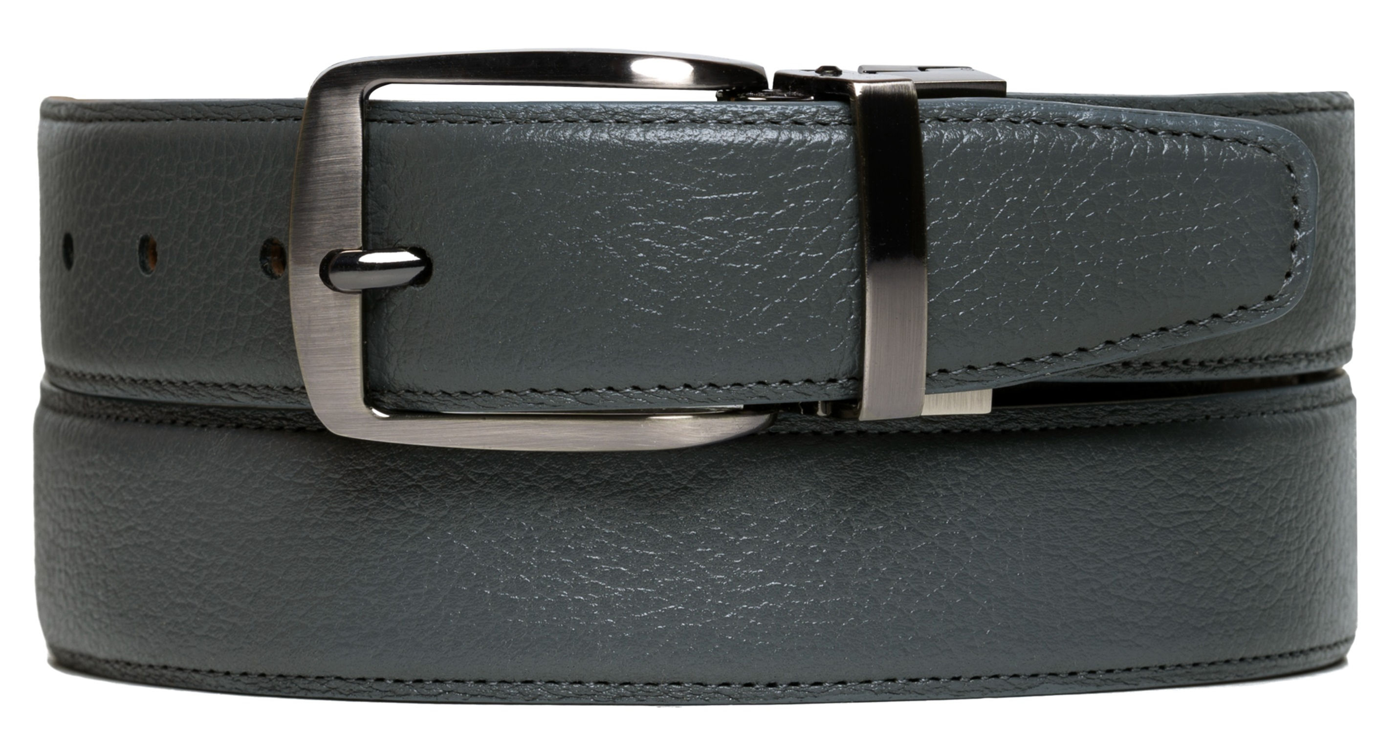 Cinturón en piel gris texturizado