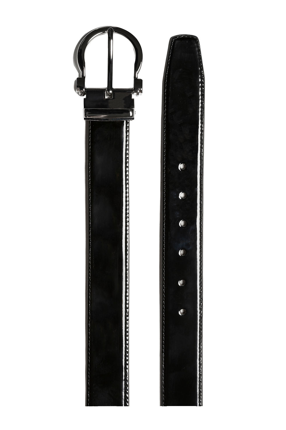 Thumbnail: Belt in black patent leather (omega)