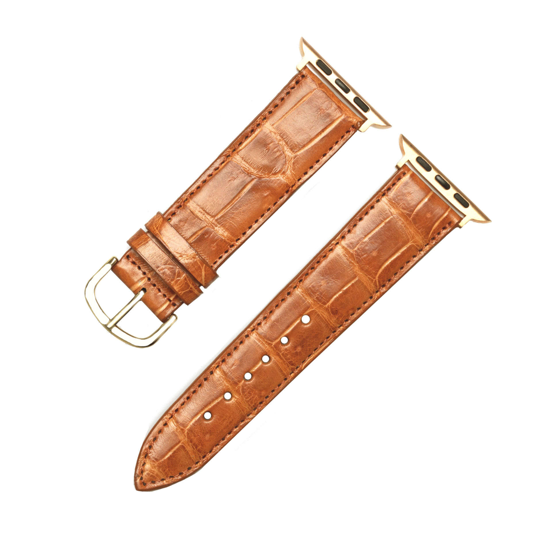 Apple Watch strap in tan crocodile leather