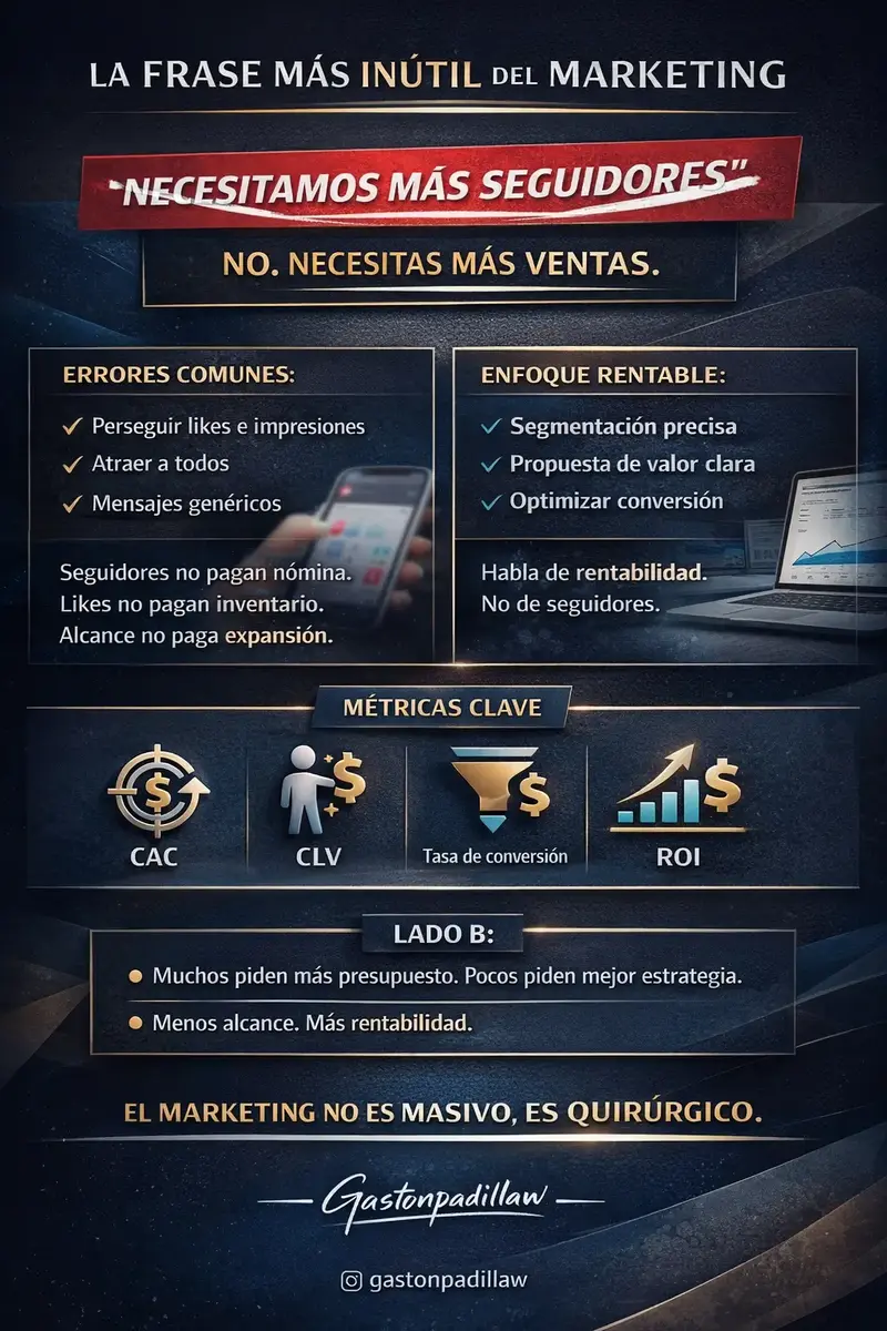 La frase más inútil del marketing es:“Necesitamos más seguidores.”