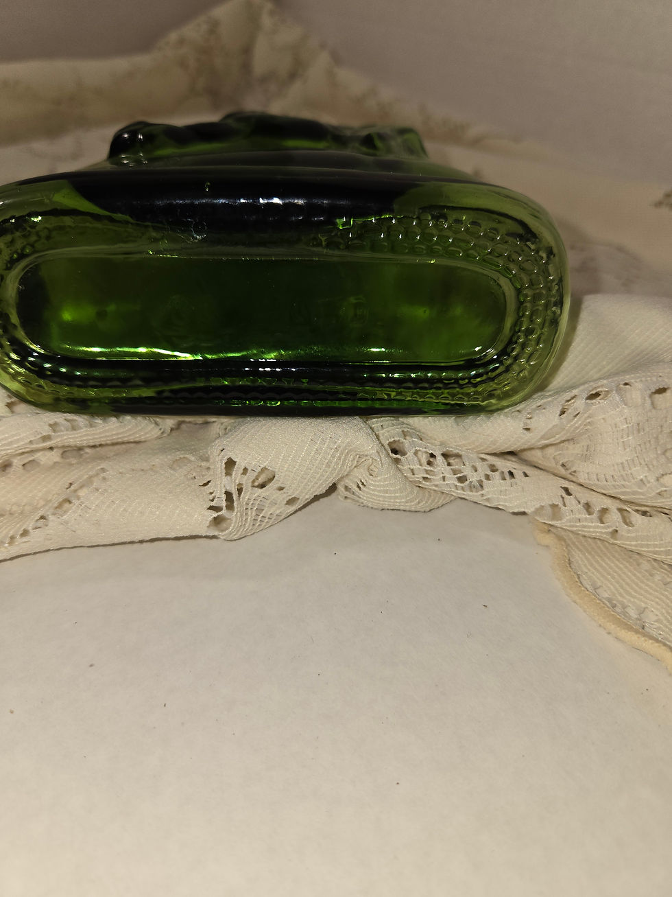 Thumbnail: Vintage Green Molded Glass Horse Head Decorative Bottle