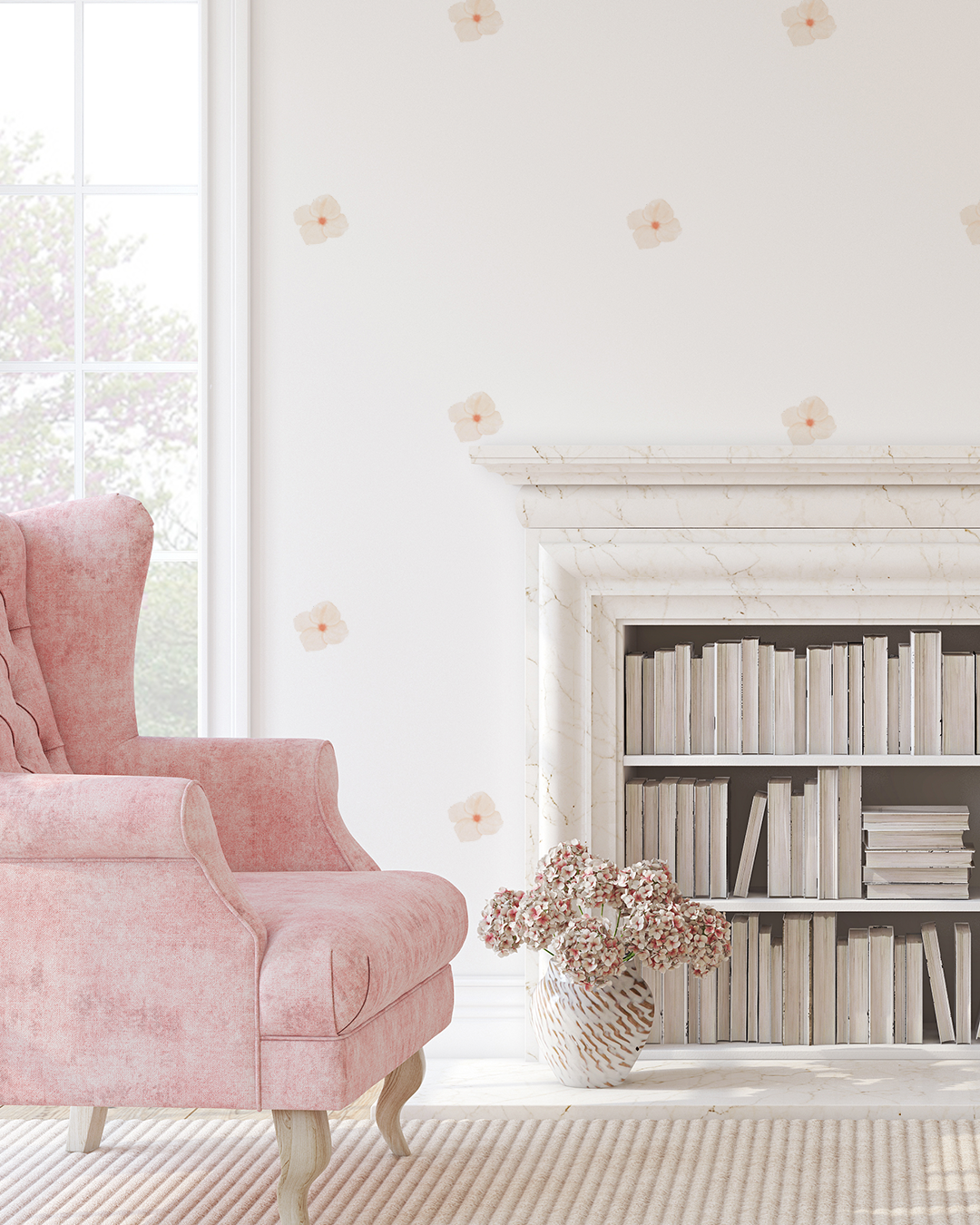 PINK FLOWER WALL DECAL