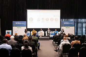 Panel discussion on stage at Windaba 2025 wind energy conference, CTICC Cape Town