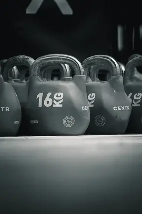 CENTR competition kettlebell detail at Virgin Active HYROX Cape Town 2026