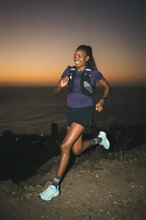 Editorial running photography Cape Town — dusk session with athlete Vuvu Radebe