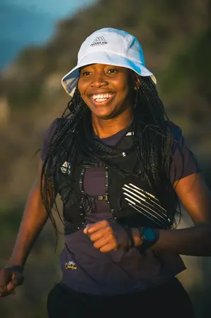 Editorial sports portrait of Vuvu Radebe at sunrise, Cape Town