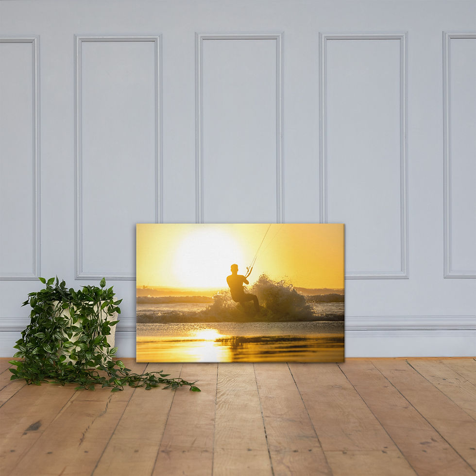 Thumbnail: Canvas Print of a Kitesurfer at sunset in Cape Town. Professional Photo of a professional kitesurf photographer