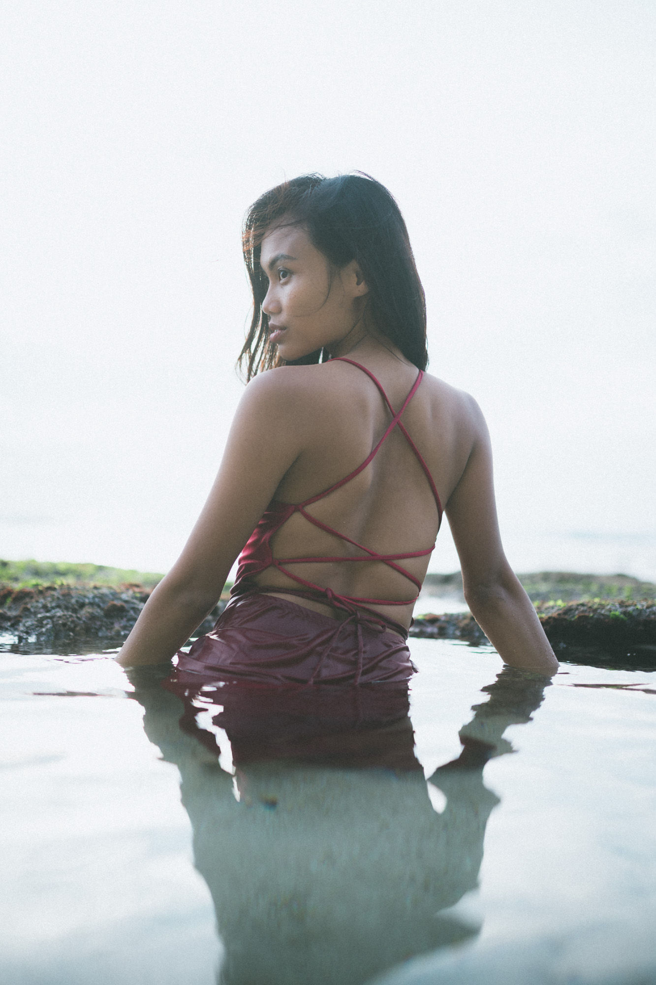 Sunset collaboration photo shoot at Dreamland Beach, Uluwatu in Bali with stunning model Ori - Professional Bali Photographer, Modeling Portfolio Test shoot.