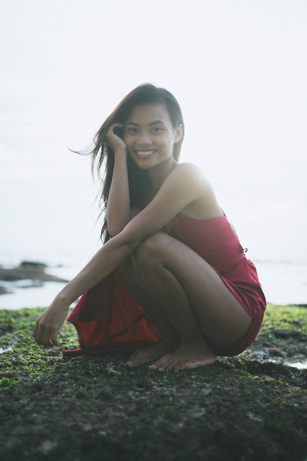 Sunset collaboration photo shoot at Dreamland Beach, Uluwatu in Bali with stunning model Ori - Professional Bali Photographer, Modeling Portfolio Test shoot.
