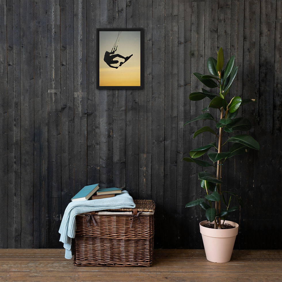 Thumbnail: Kitesurfer Sunset Jump Framed Canvas Print
