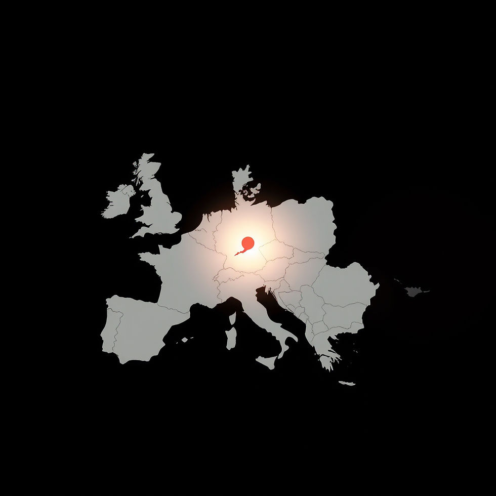 focus on cee region, symbolic, abstract, minimalistic, dark background, light map.jpg