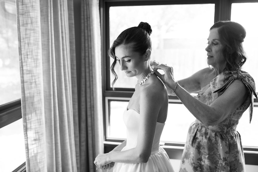 Bride getting ready with mom at Copper Rose Ranch wedding in Montana