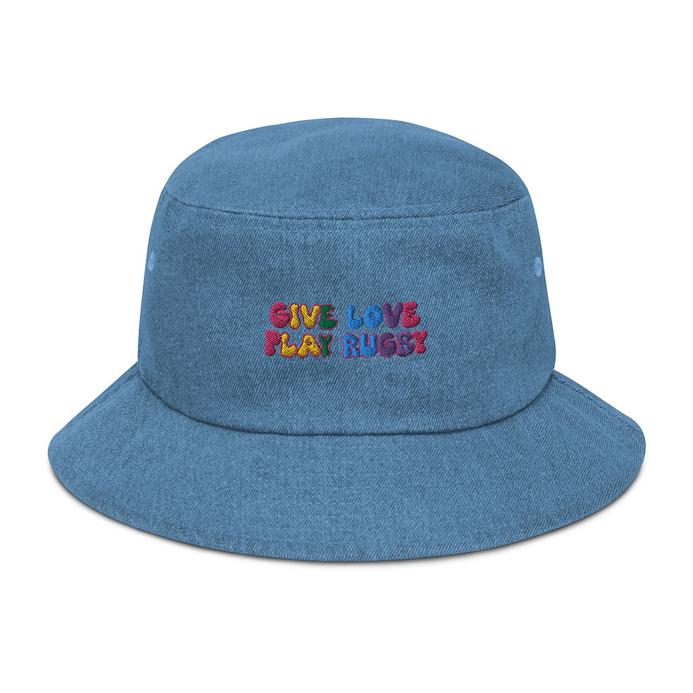Thumbnail: Give Love Play Rugby Denim bucket hat