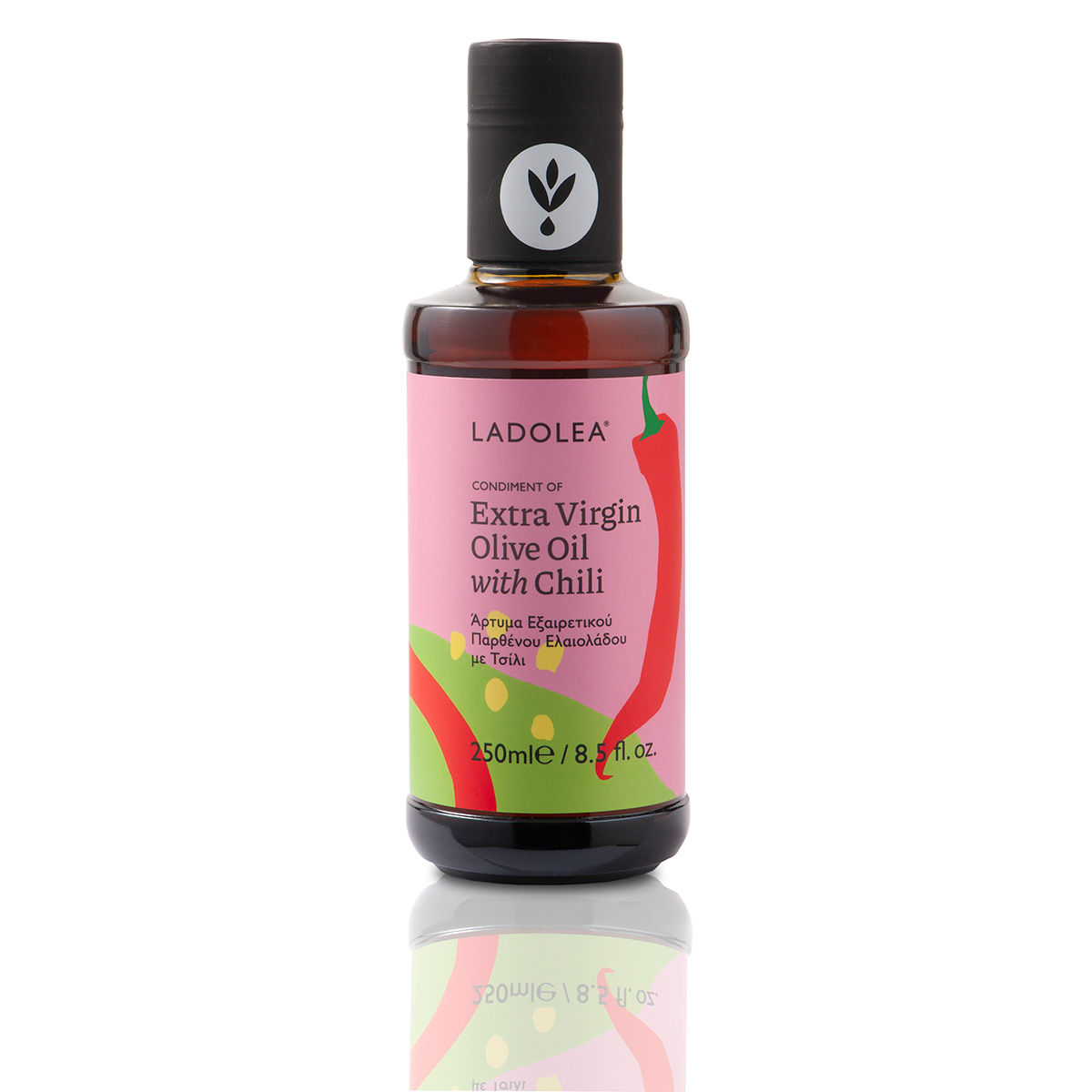 bottle of Ladolea EVOO infused with chili
