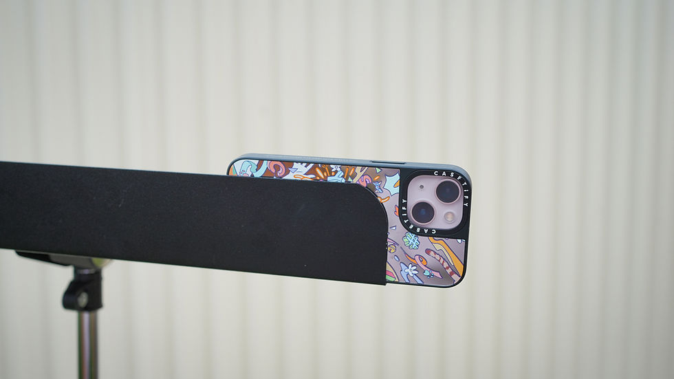 Resting your smartphone sideways on a music stand (not recommended unless you're really in a pinch).