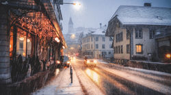 Driving on a snowy evening