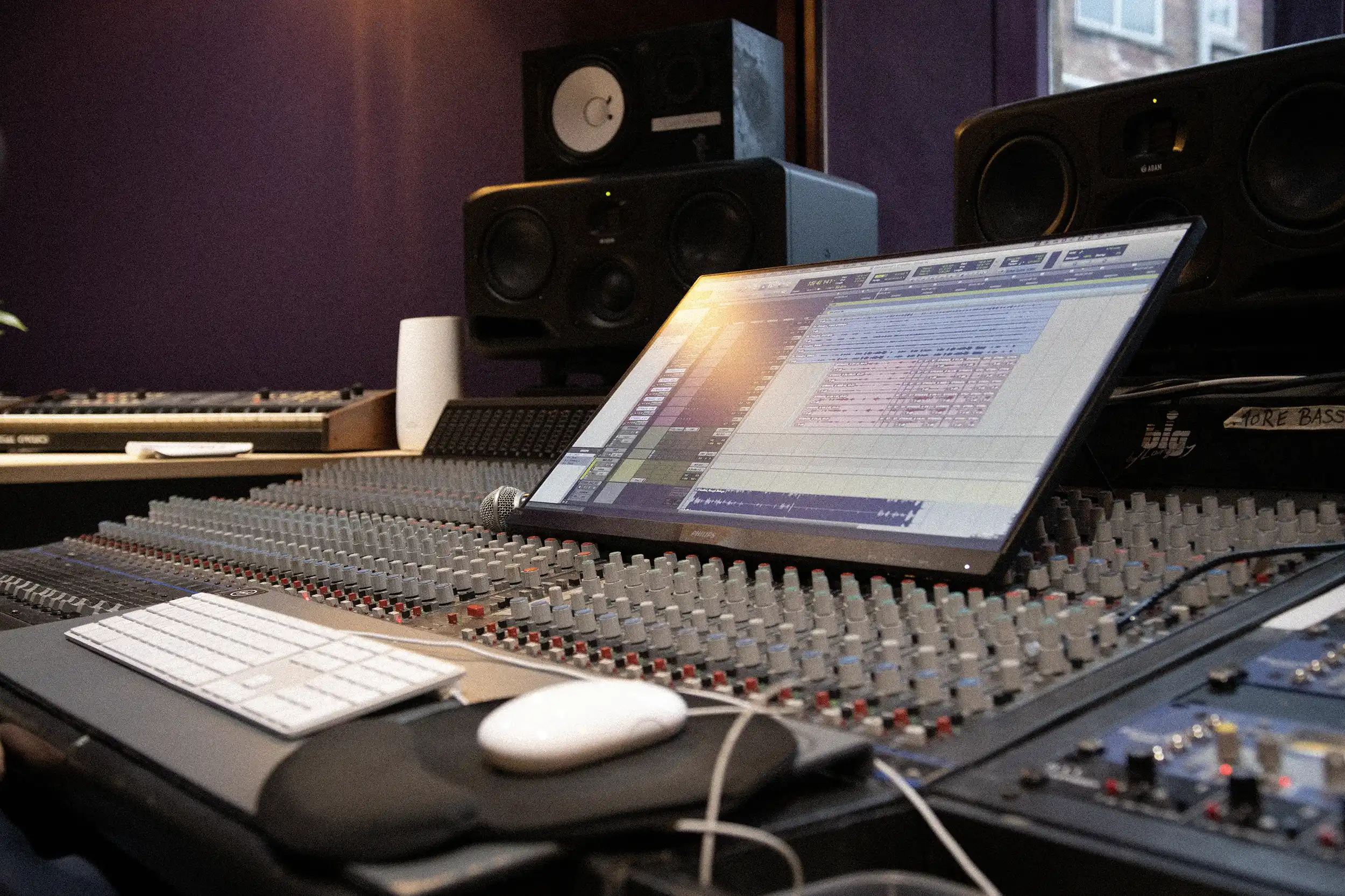 Photograph of monitor on a mixing desk