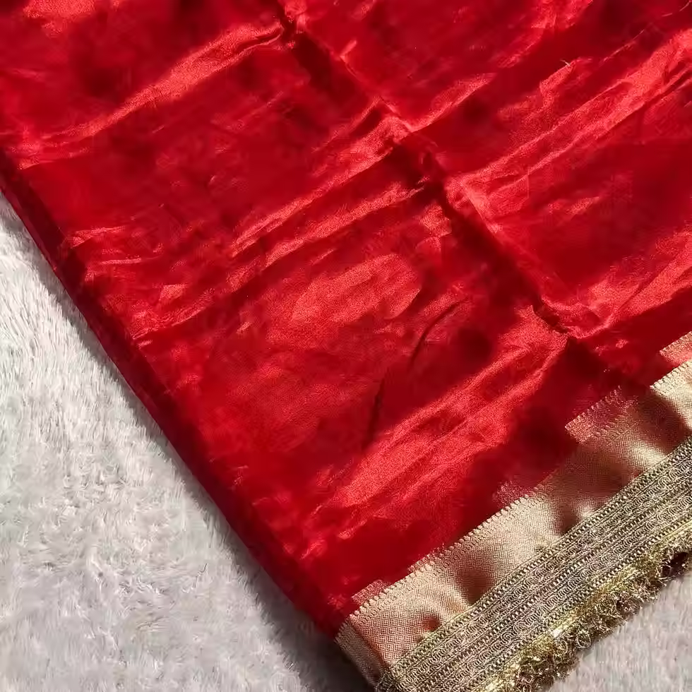 Red Paramparik Banarasi tissue saree by RV Couture 24