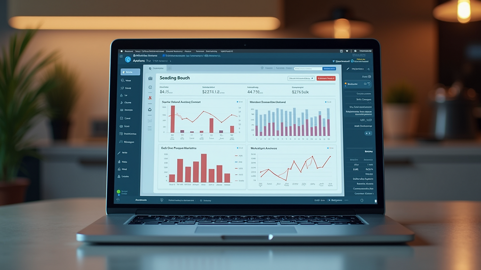 High angle view of a digital marketing dashboard on a laptop
