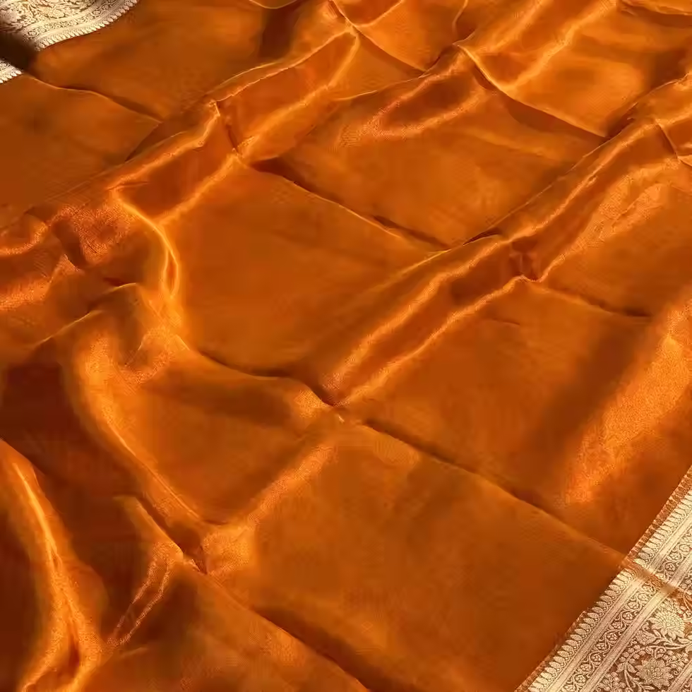 Yellow pure Banarasi tissue saree by RV Couture 24