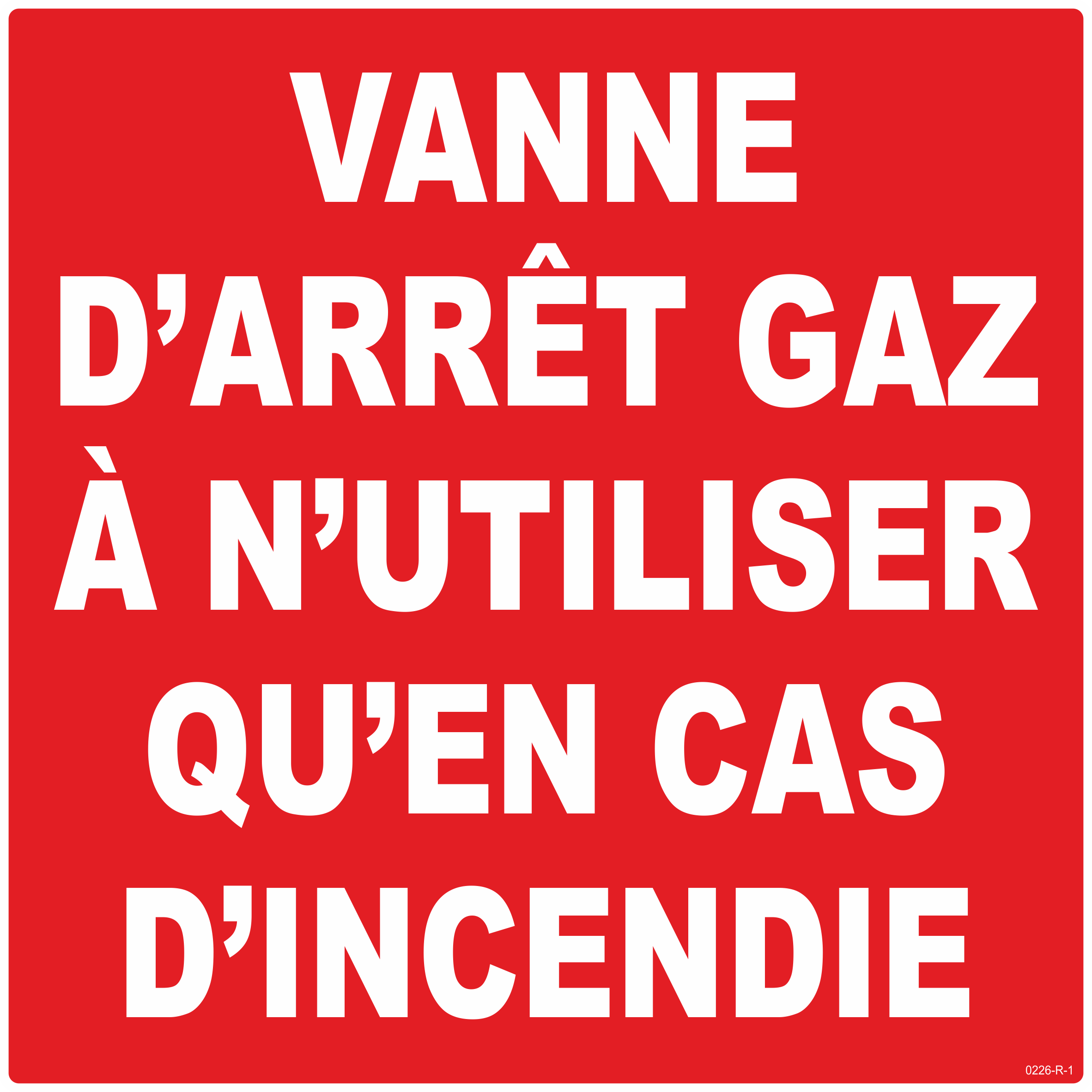 VANNE ARRET GAZ EN CAS D'INCENDIE