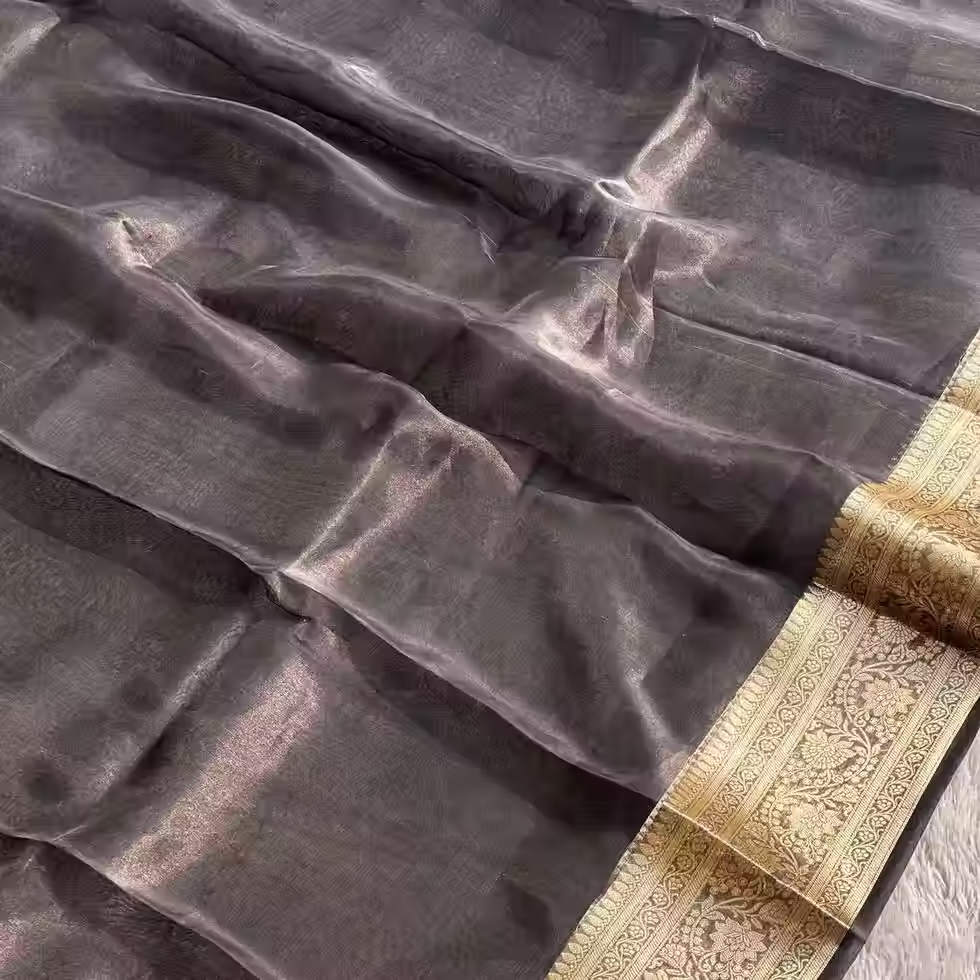Black pure Banarasi tissue saree by RV Couture 24